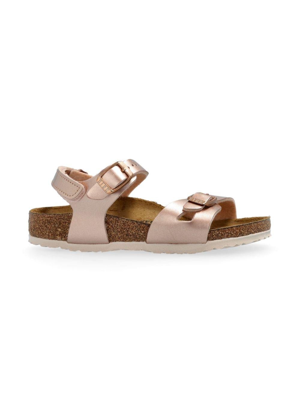 Sandali Rio per bambina Birkenstock Kids rosa con soletta in pelle con logo - Rubino Kids