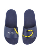 Sandali slides per bambino Kenzo Kids blu con logo - Rubino Kids