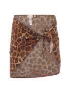 Sarong copricostume per bambina Mc2 Saint Barth Kids marrone leopardato con effetto lurex e design a portafoglio - Rubino Kids