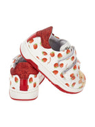 Scarpe per bambina Monnalisa bianche con stamapa grafica fragole all - over - Rubino Kids