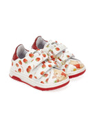Scarpe per bambina Monnalisa bianche con stamapa grafica fragole all - over - Rubino Kids