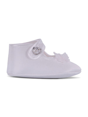 Monnalisa white baby girl shoes with button closure