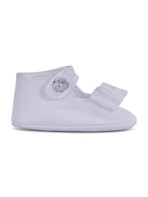 Scarpe per neonata Monnalisa bianche dettaglio con fiocco