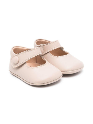 Eli1957 beige first steps shoes for newborns with leather insole and logo