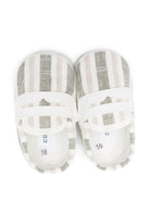 Scarpe primi passi per neonato Colorichiari bianco e verde a righe - Rubino Kids