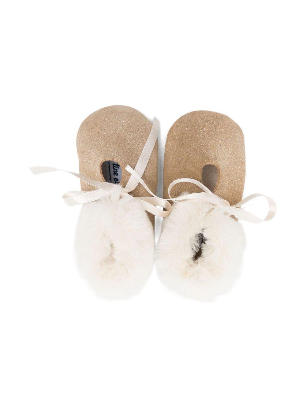 Scarpette primi passi per neonata Tartine Et Chocolat beige con effetto glitter - Rubino Kids