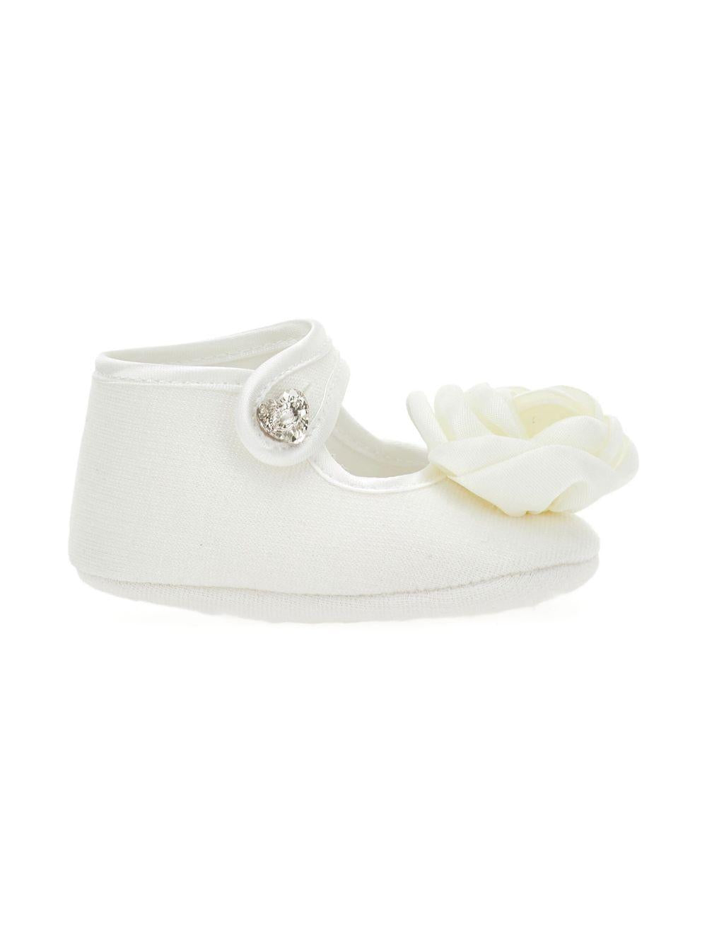 Scarpine per neonata Monnalisa bianco con decorazione a fiori - Rubino Kids