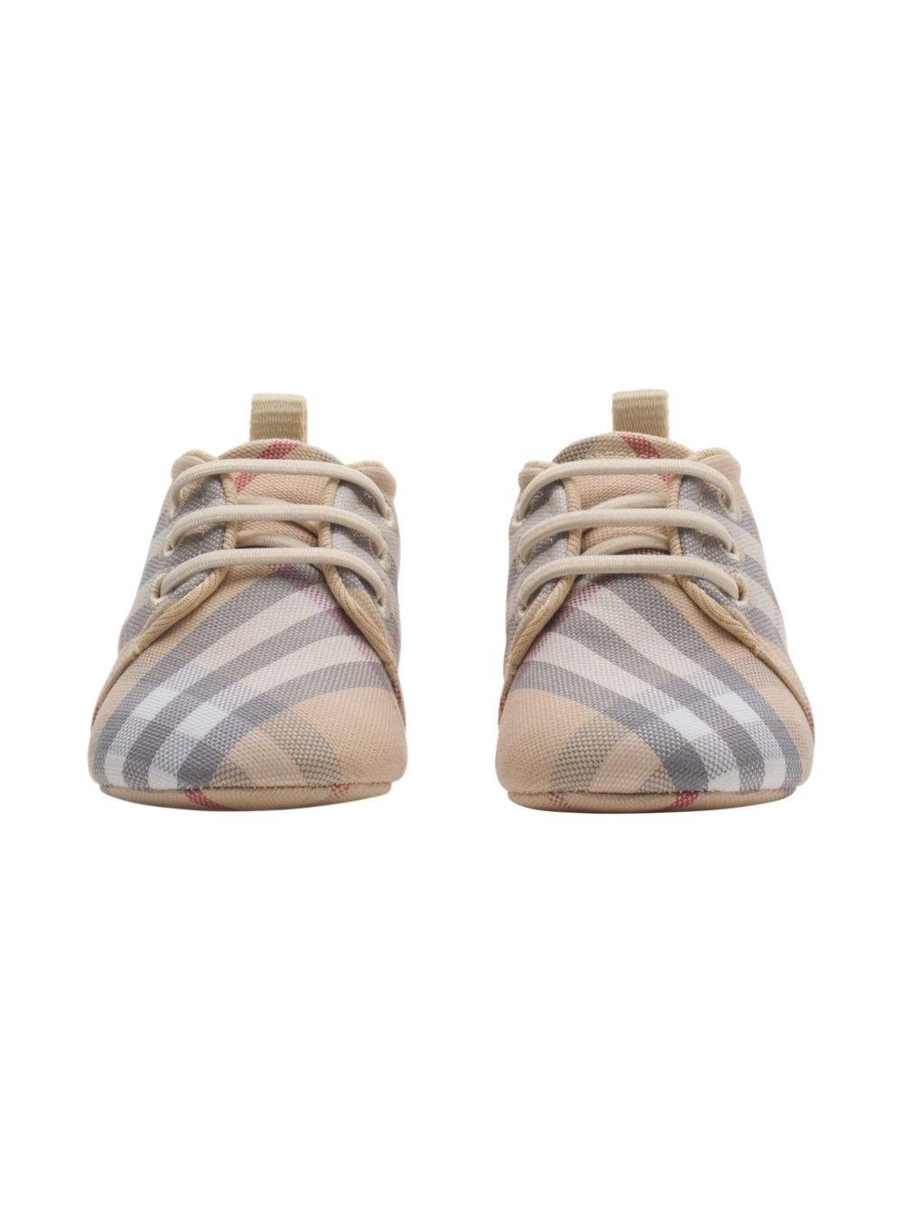 Scarpine primi passi per neonata Burberry Kids beige a quadri - Rubino Kids