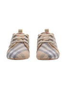Scarpine primi passi per neonata Burberry Kids beige a quadri - Rubino Kids