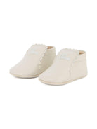 Scarpine primi passi per neonata Chloé Kids beige con ricamo con logo - Rubino Kids