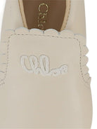 Scarpine primi passi per neonata Chloé Kids beige con ricamo con logo - Rubino Kids