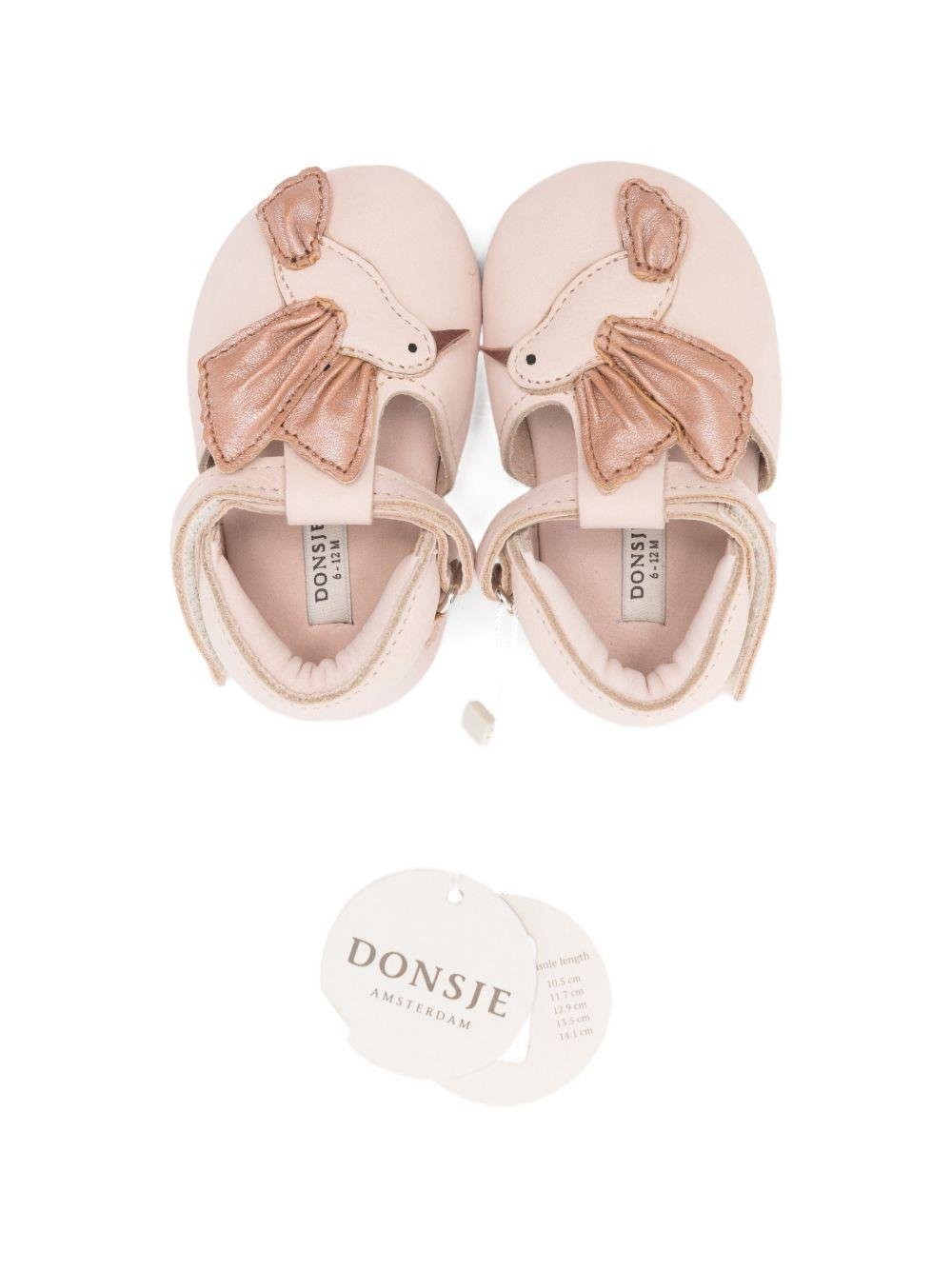 Scarpine primi passi per neonata Donsje rosa con applicazione uccellino - Rubino Kids