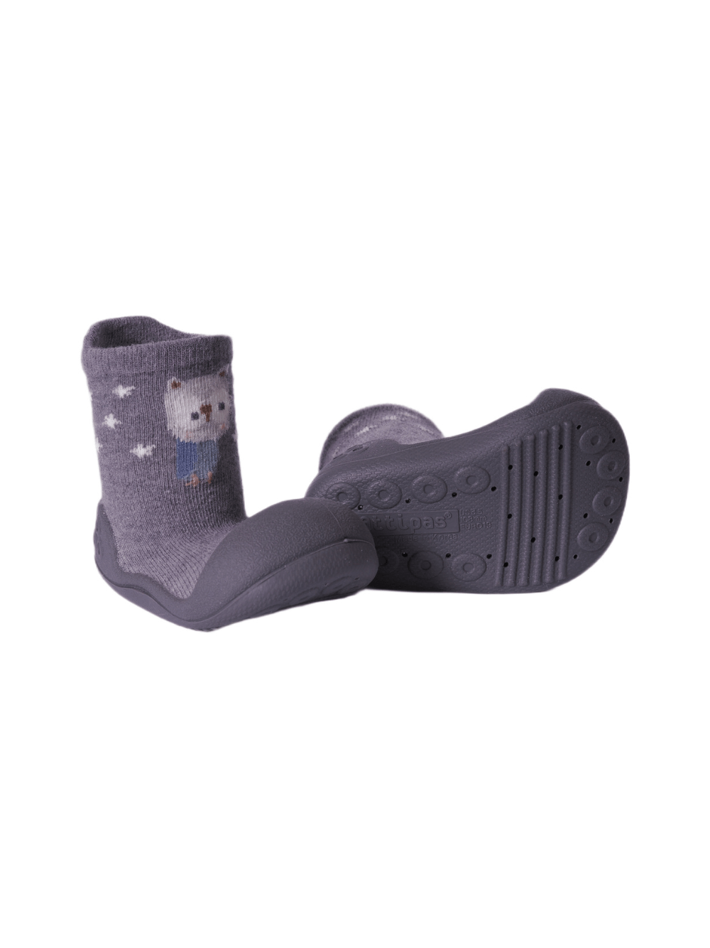 Scarpine primi passi per neonati Attipas grigi con motivo gufi - Rubino Kids