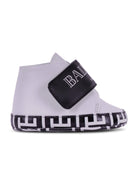 Scarpine primi passi per neonati Balmain Kids bianco e nere con cinturino con logo - Rubino Kids