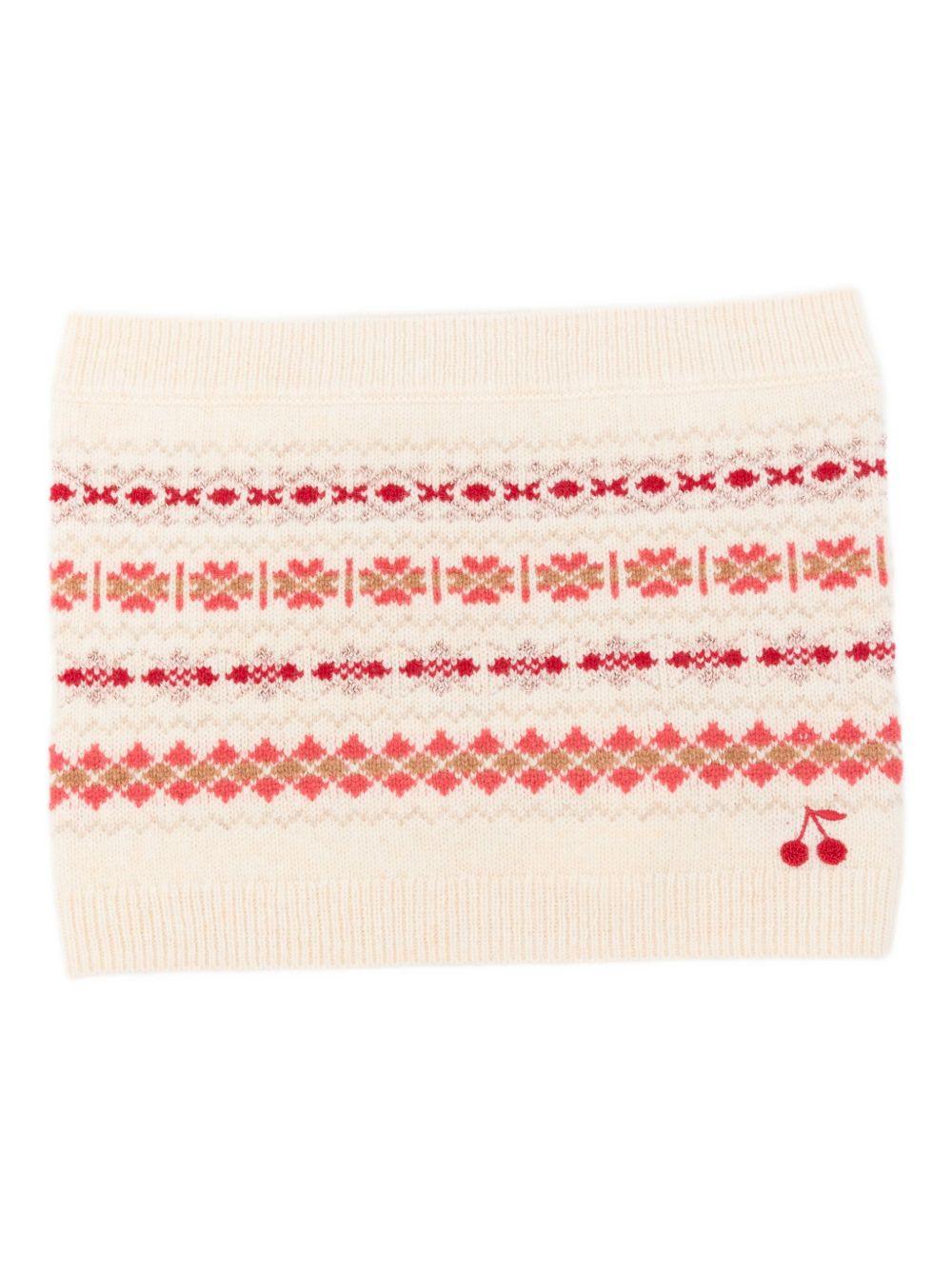 Sciarpa per bambina Bonpoint beige con motivo geometrico - Rubino Kids