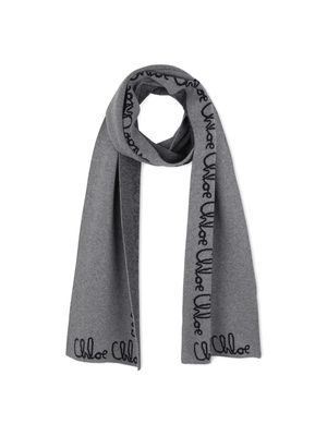 Sciarpa per bambina Chloé Kids grigia con stampa logo