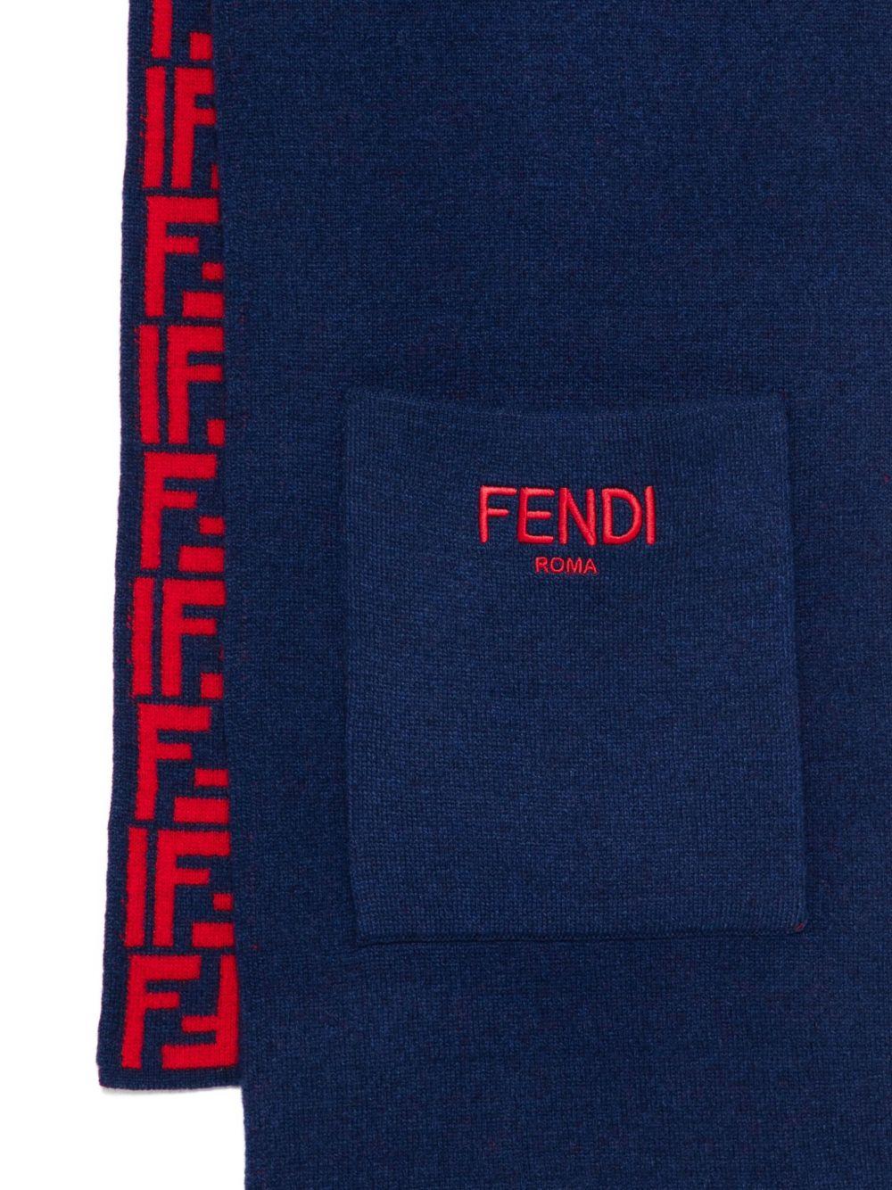 Sciarpa per bambini Fendi Kids blu con logo FF - Rubino Kids