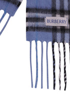 Sciarpa per bambino Burberry Kids blu con quadri a frangia - Rubino Kids