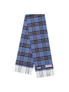 Sciarpa per bambino Burberry Kids blu con quadri a frangia - Rubino Kids