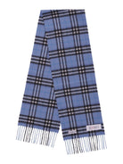 Sciarpa per bambino Burberry Kids blu con quadri a frangia - Rubino Kids