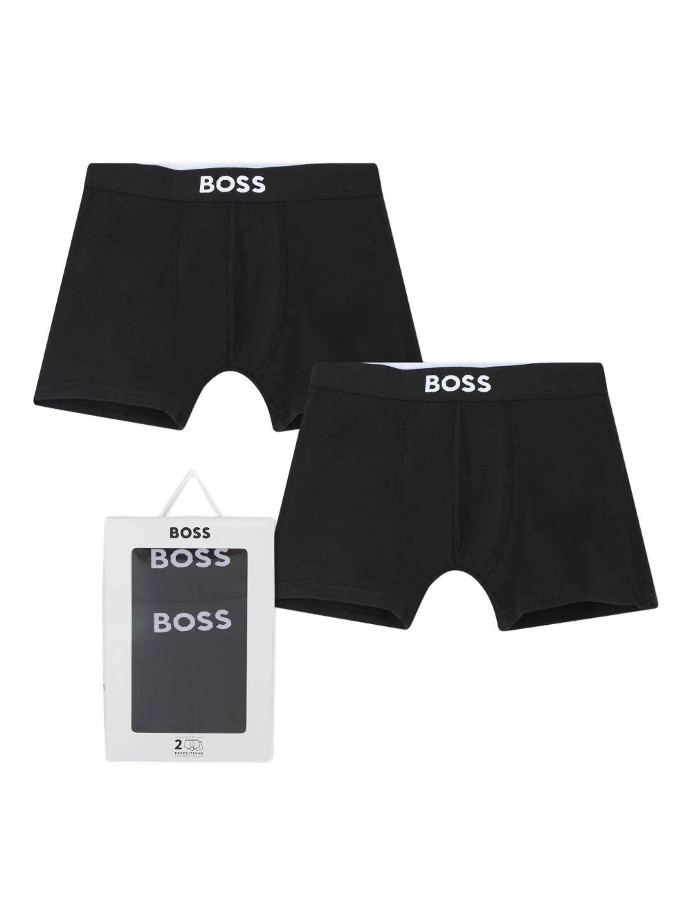 Set 2 boxer Boss Kids neri con stampa - Rubino Kids
