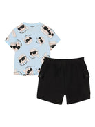 Set 2 pezzi per neonata Karl Lagerfeld Kids blu con stampa ikonik karl - Rubino Kids