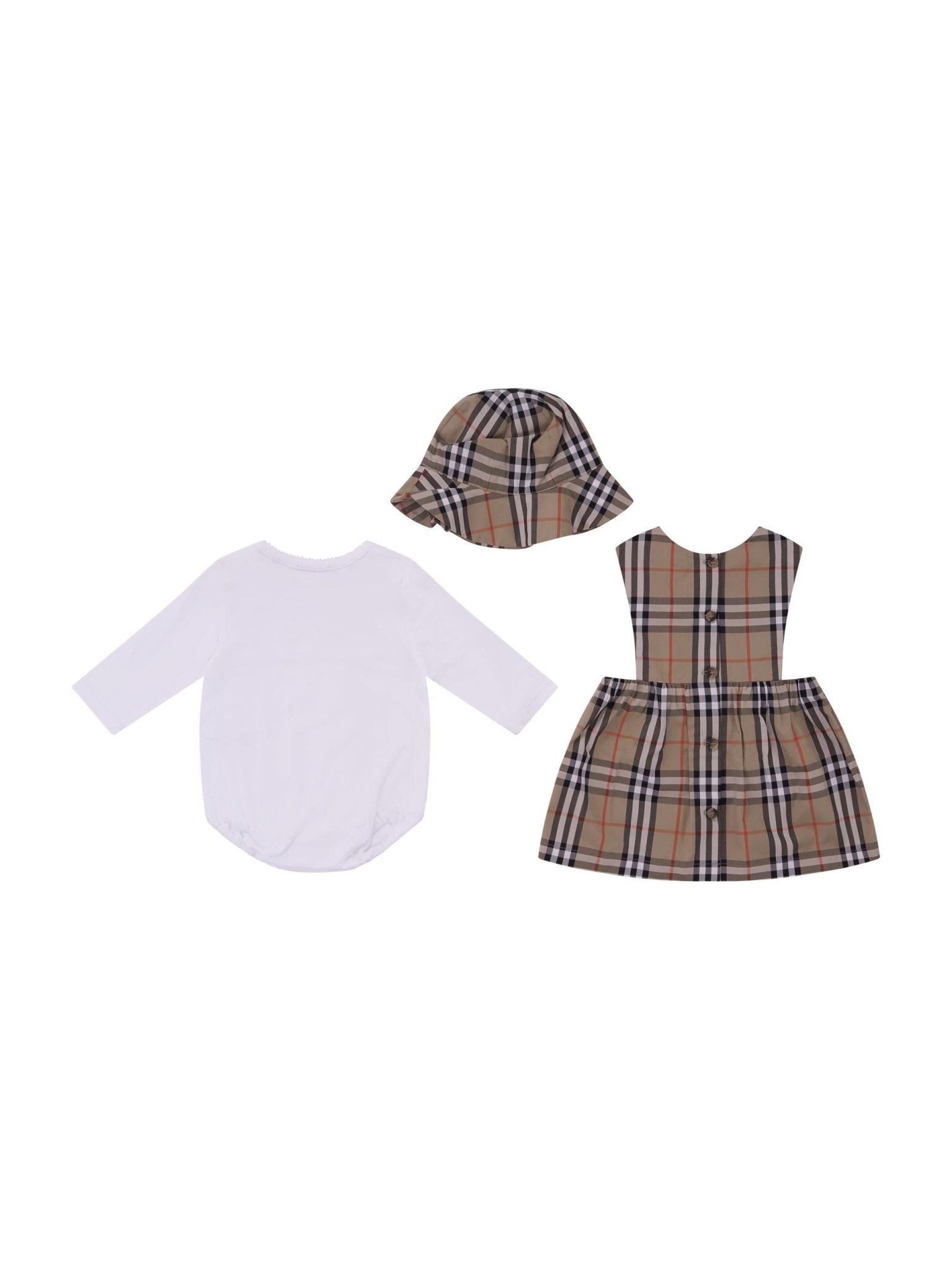 Set abito e body per neonata Burberry Kids beige con motivo a quadri - Rubino Kids