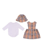 Set abito e body per neonata Burberry Kids beige con motivo a quadri - Rubino Kids