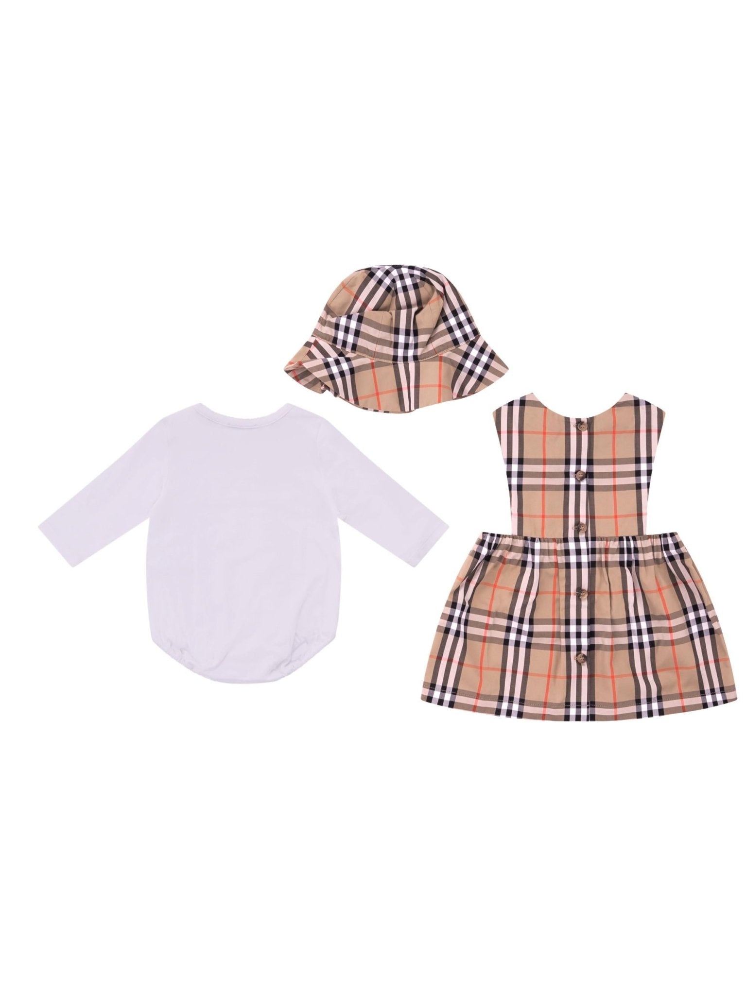 Set abito e body per neonata Burberry Kids beige con motivo a quadri - Rubino Kids