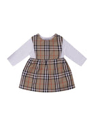 Set abito e body per neonata Burberry Kids beige con motivo a quadri - Rubino Kids