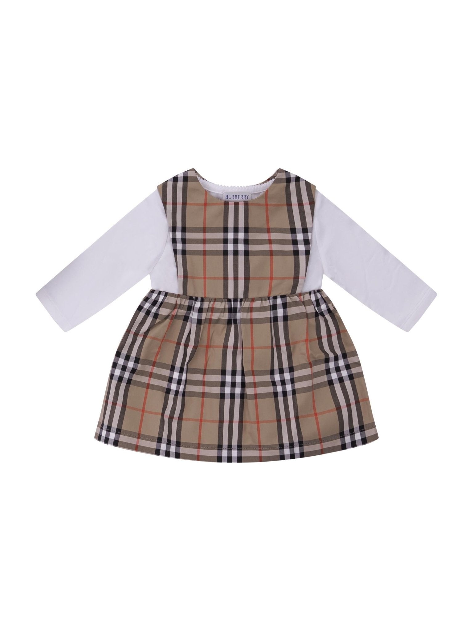 Set abito e body per neonata Burberry Kids beige con motivo a quadri - Rubino Kids