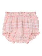 Set abito e culotte per neonata Burberry Kids rosa con motivo a quadri - Rubino Kids