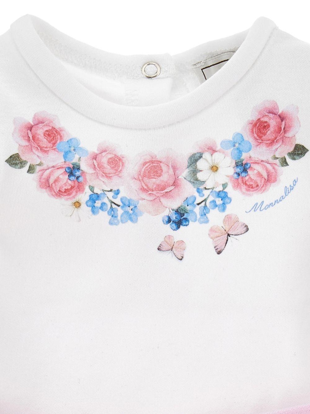 Set abito per bambina Monnalisa bianco con stampa a fiori - Rubino Kids