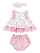 Set abito per neonata Monnalisa bianco a fiori con ruches - Rubino Kids