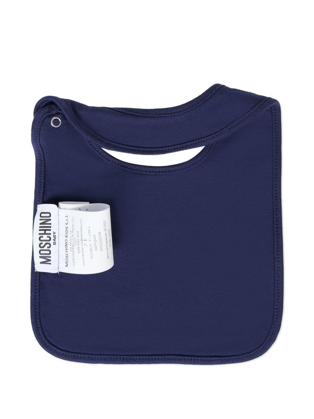 Set berretto e bavaglino per neonato Moschino Kids blu con motivo Teddy Bear - Rubino Kids