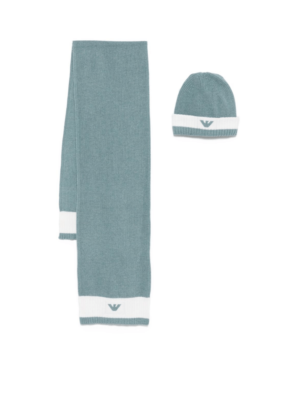 Set berretto e sciarpa per bambino Emporio Armani Kids grigio con logo - Rubino Kids