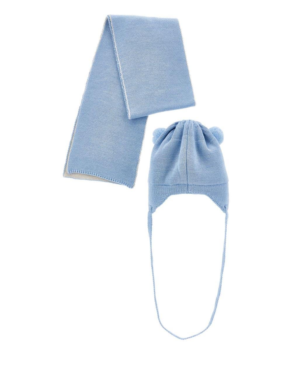 Set berretto e sciarpa per neonata Monnalisa azzurro con pompon - Rubino Kids