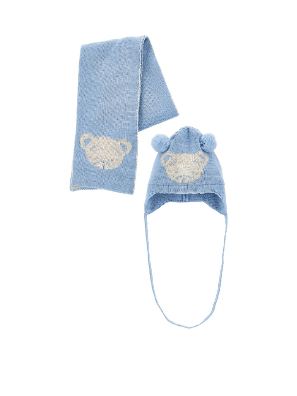 Set berretto e sciarpa per neonata Monnalisa azzurro con pompon - Rubino Kids