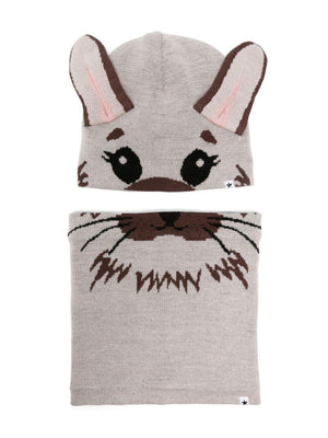 Kleo Molo grey animal print hat set for children