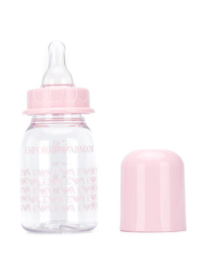 Emporio Armani Kids pink baby bottle set with monogram print