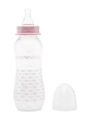 Set biberon per neonata Emporio Armani Kids rosa con stampa con monogramma
