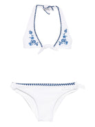 Set bikini per bambina Ermanno Scervino Junior bianco con ricamo - Rubino Kids