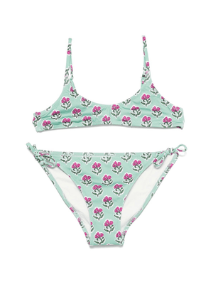 MC2 Saint Barth Kids Paloma Jr green bikini set for girls with all-over floral print