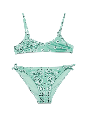 MC2 Saint Barth Kids Paloma Jr Green Paisley Print Bikini Set for Girls