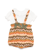 Set body in maglia per neonata La Stupenderia arancione con spalline incrociate - Rubino Kids