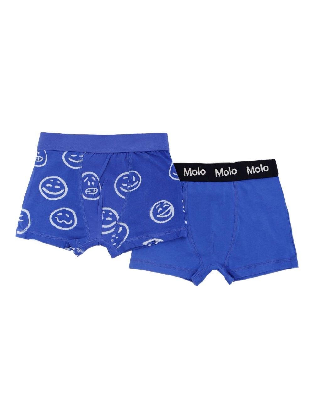 Set boxer per bambino Molo blu Justin con stampa smiley e vita elasticizzata con logo - Rubino Kids