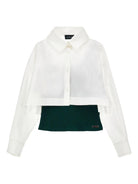Set camicia crop e top per bambina Monnalisa bianca con colletto classico - Rubino Kids