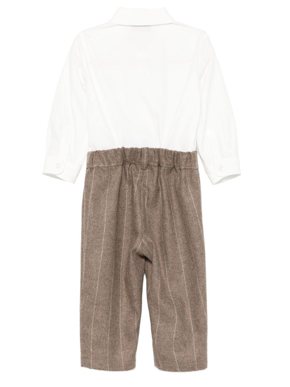 Set camicia e pantaloni per neonato Fay Kids marrone con logo ricamato - Rubino Kids