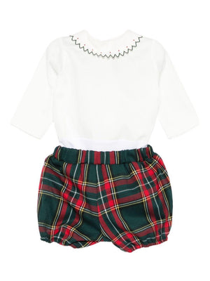 La Stupenderia multicolored tartan shirt and shorts set for newborns