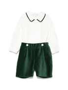 Set camicia e shorts per neonato Mariella Ferrari bianco e verde in velluto - Rubino Kids